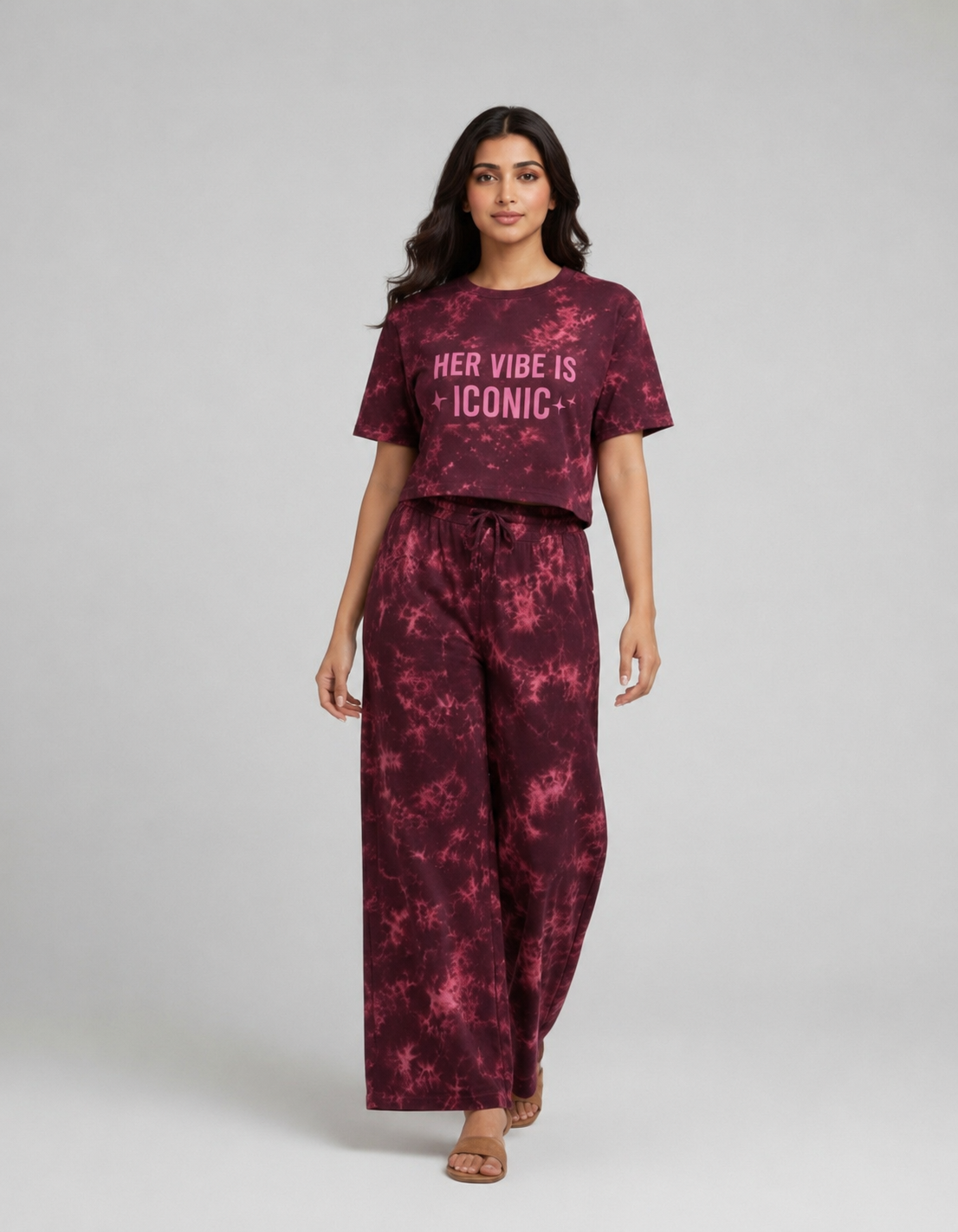 Tie & Dye Crop Top Palazzo Set