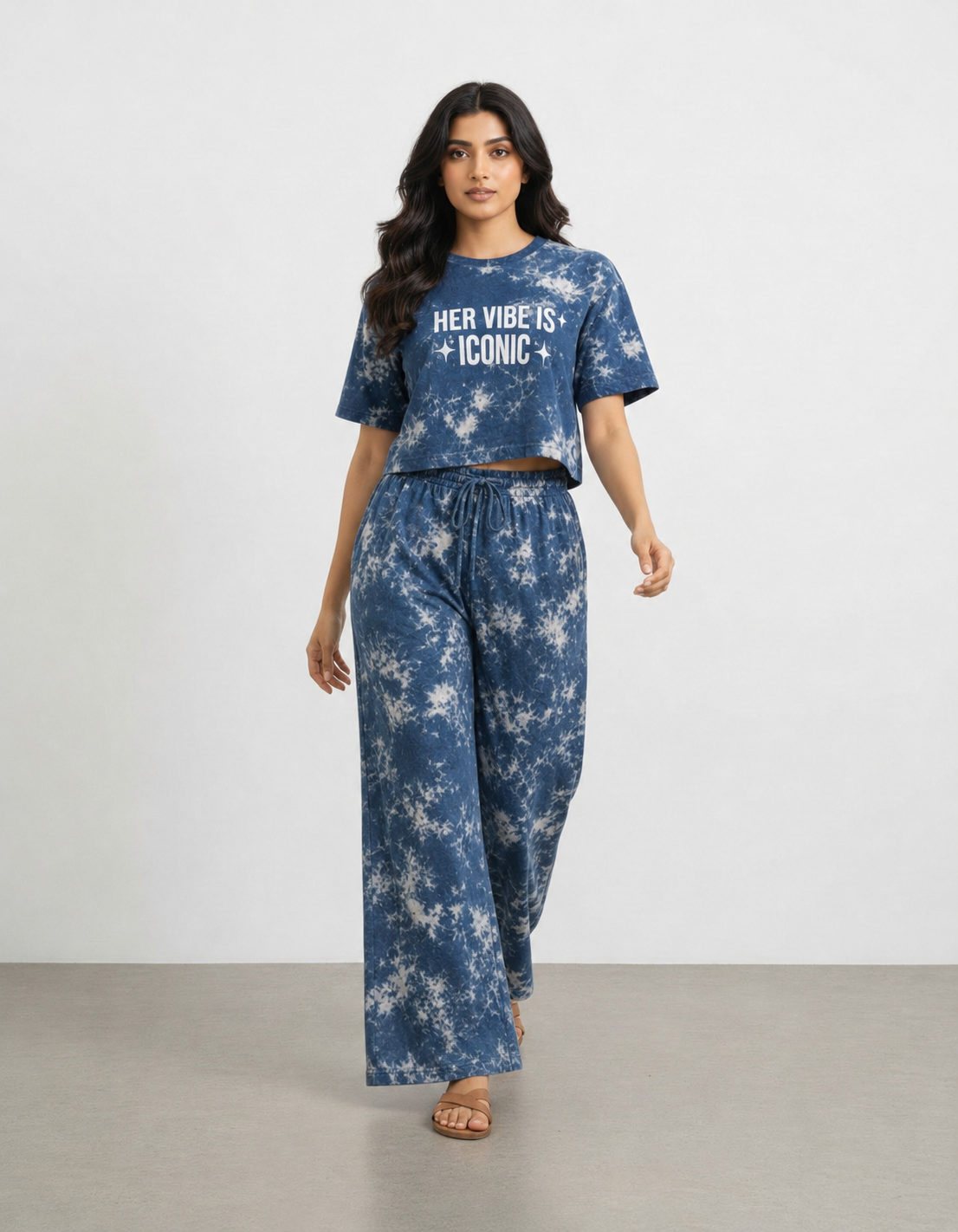 Tie & Dye Crop Top Palazzo Set
