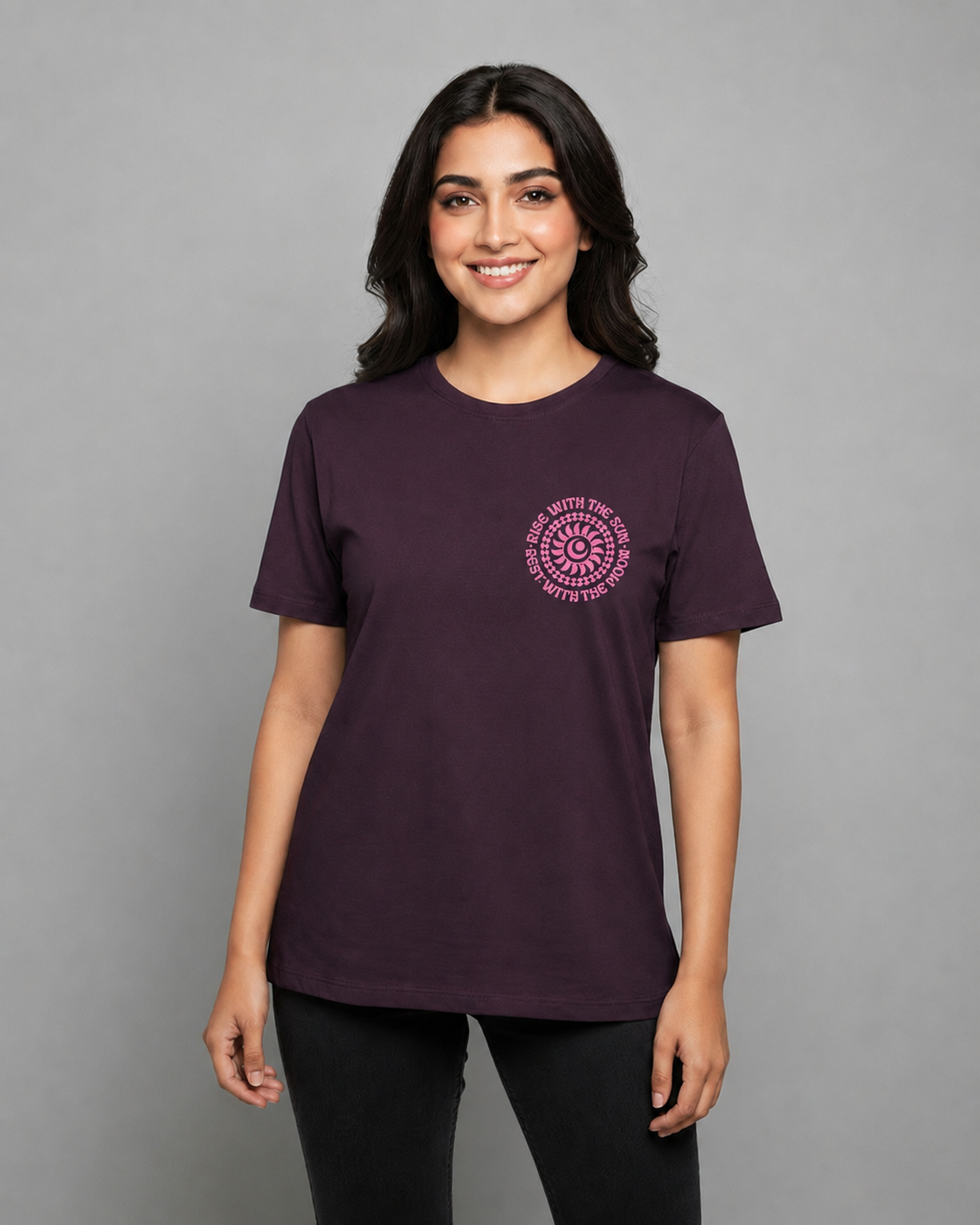 Wine  Solid T shirt